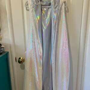 Pearlescent Sequin Kimono with Hood